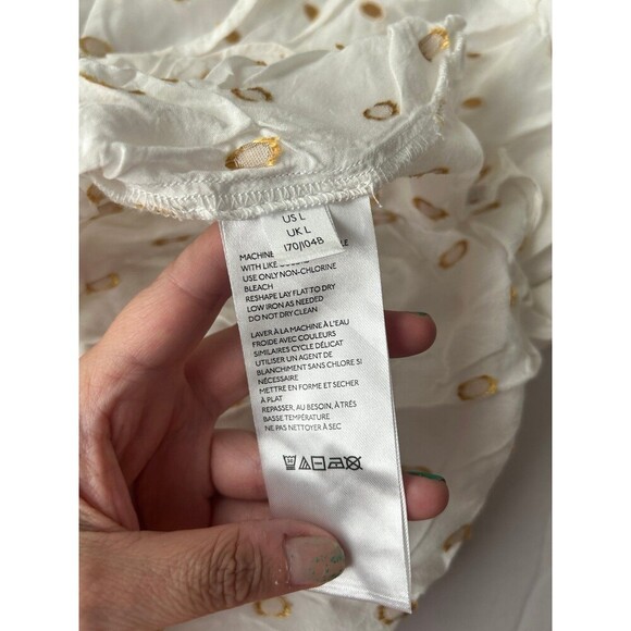 Anthropologie Augustine Tiered Maxi Dress White with Gold Polka Dots - Picture 5 of 9